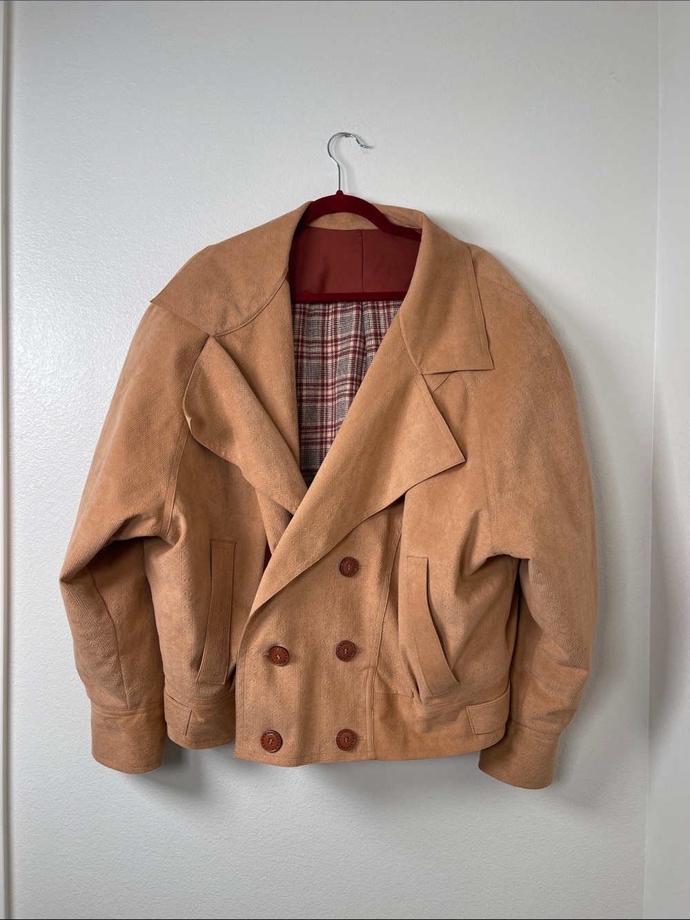 Men's Tan Suede Double-Breasted Jacket